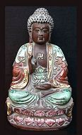 Vintage ceramic Chinese Buddha (9 in. tall) - from the Villa Del Prado Light of Asia Collection