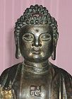 Chinese Buddha - large bronze (15 in. tall) - dated Ming Dynasty - with fine detail on cloak - from the Villa Del Prado Light of Asia Collection