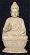 Unusual rendering of Ghanadaran style Shakyamuni Buddha exquisitely carved in ivory from early 20th century - (7 in. tall)