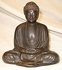 Japanese Buddha in the image of the Great Buddha of Kamakura, Japan  - solid bronze,  fine patina (6 in. tall) - meiji period - from the Villa Del Prado Light of Asia Collection