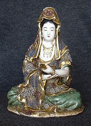 Japanese Satsuma Kannon (Kwan Yin) (11 in. tall) - 19th C