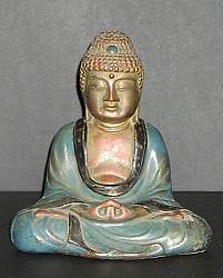 Japanese Solid Metal vintage buddha bookend - matched set probably Armor Bronze Company of NYC (6 in. tall)