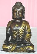Chinese Buddha - vintage Bronze - fine patina and gilt work (6 in. tall) - early 20th century - from the Villa Del Prado Light of Asia Collection.