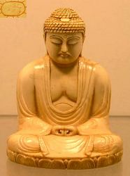 Japanese ivory Buddha (3 in. tall) late 19th C  signed by the artist