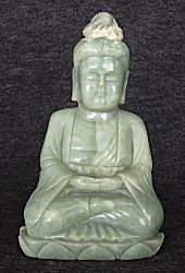 Contemporary genuine Jadeite Jade Buddha (8.75 in. tall)