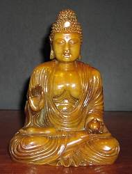 Chinese Orange Jade Buddha (9 in. tall) - Qing Dynasty