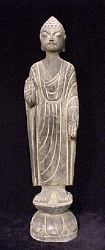 Cambodia/Laos standing stone Buddha (15 in. tall) - nearly matched set - 16th C
