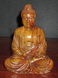 Chinese carved Shoushan Stone Buddha (9 in. tall) - Qing Dynasty